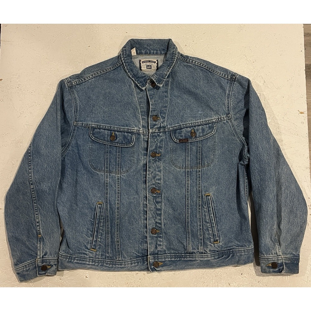 Vintage Lee Jacket Adult XL Blue Denim Trucker Jean Workwear Outdoors Hiking